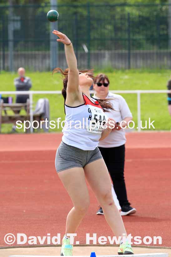 Womens Under-17s Shot Putt, 2023 North Eastern Track and Field Champs., Middlesbrough Sports Village, Middlesbrough. Photo: David T. Hewitson/Sports for All Pics